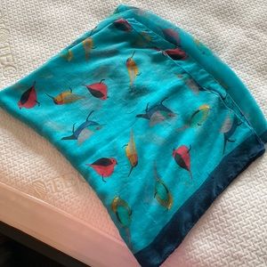 Blue Bird Print Scarf